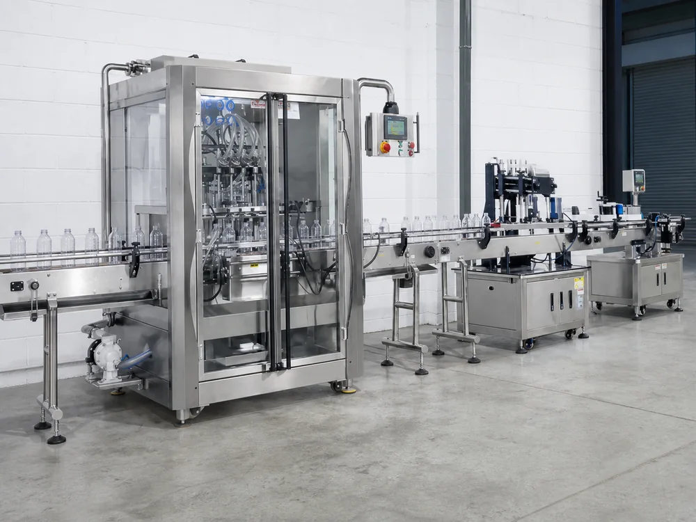 Complete automated packaging line operating in a production facility
